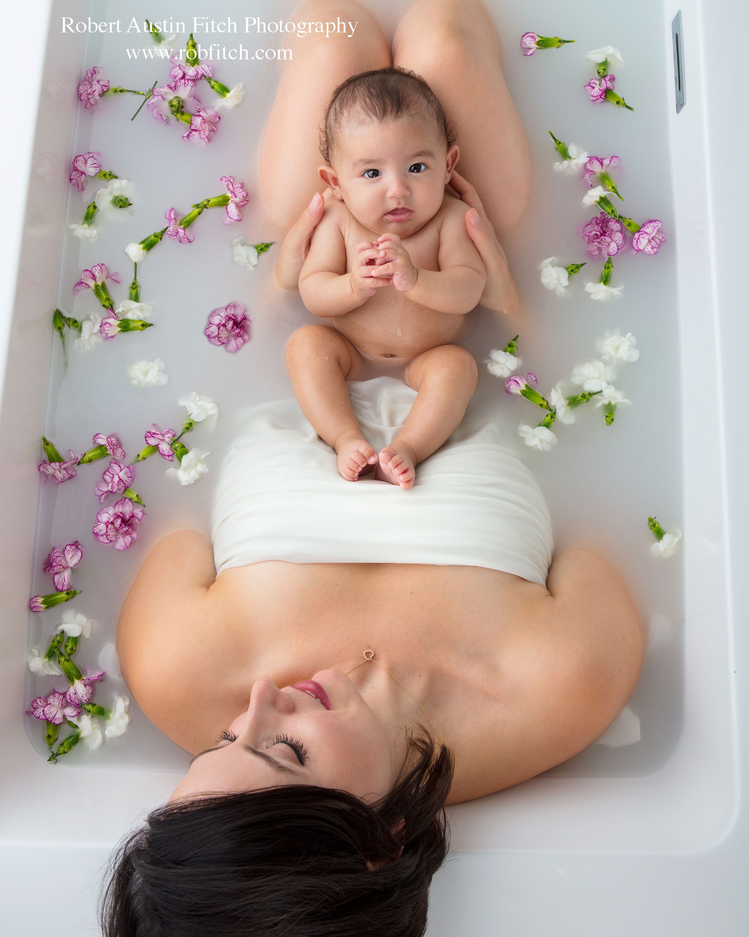 NYC milk bath newborn baby photo shoot