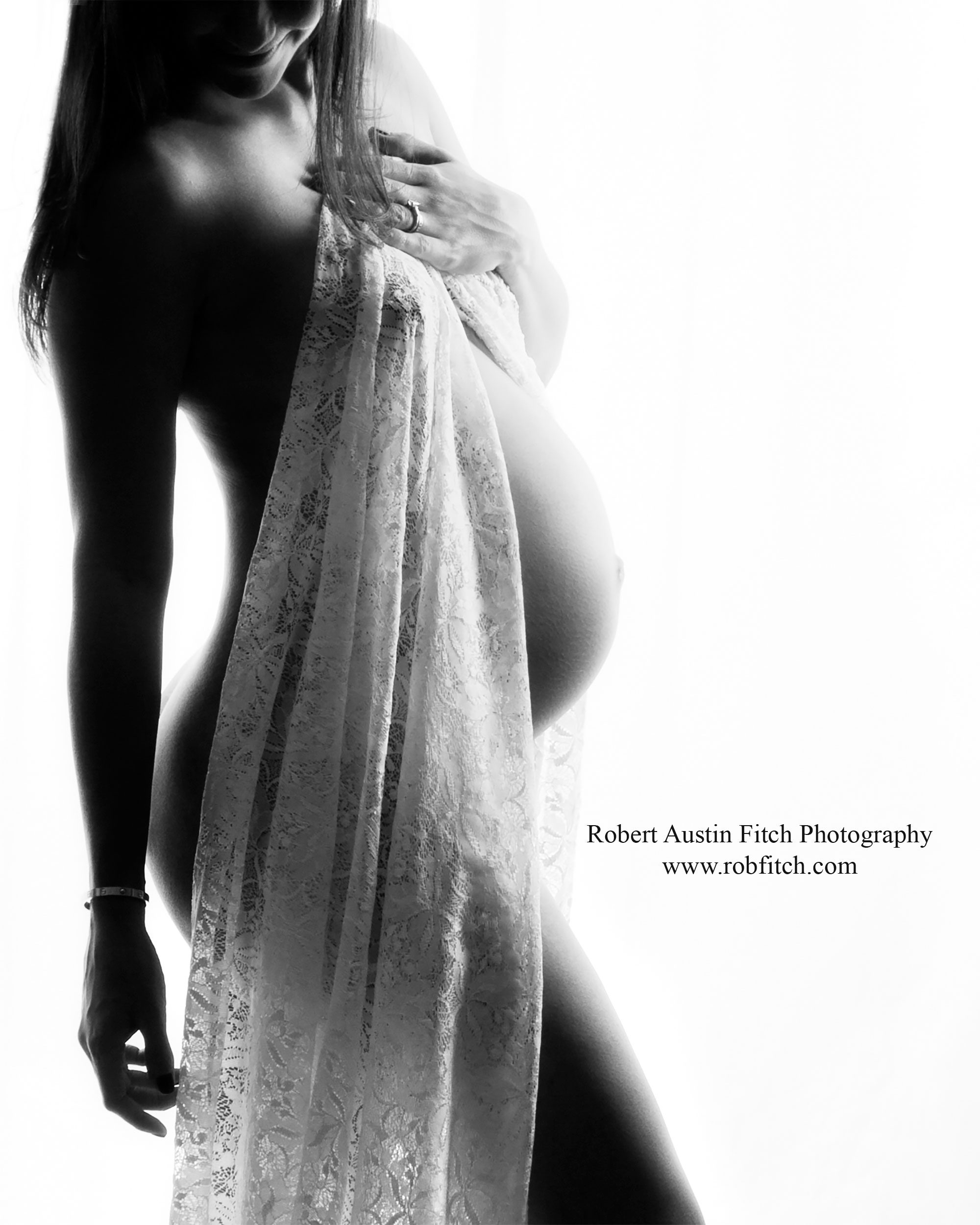 Studio maternity photo B&W fine art nude silhouette 